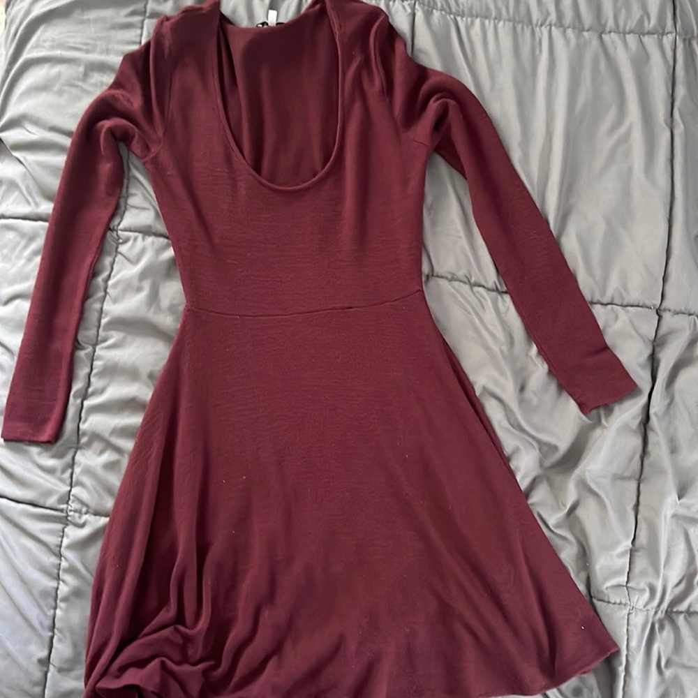 Maroon long sleeved dress